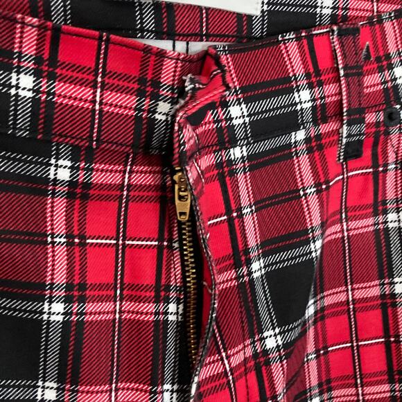 NEW Golden Denim The Union Rivoli Plaid Print Slim Jeans Ankle Zip Tartan 40X34 - Picture 9 of 16